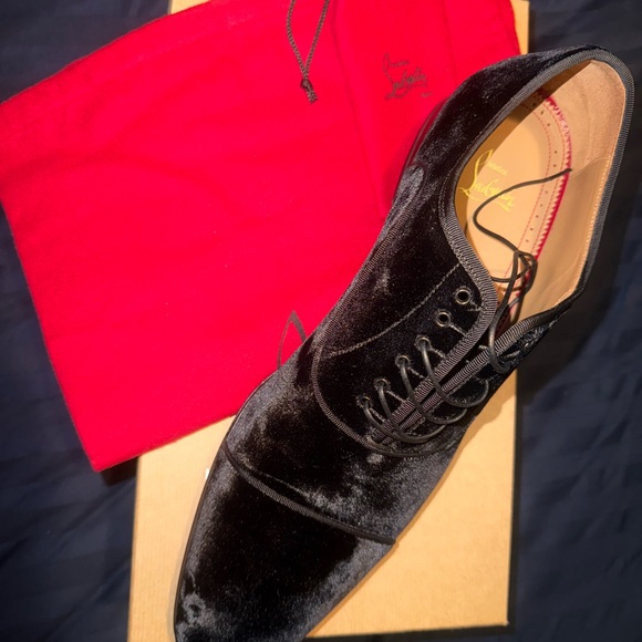 Christian Louboutin men’s Black velvet greggo orlato derby main image 7